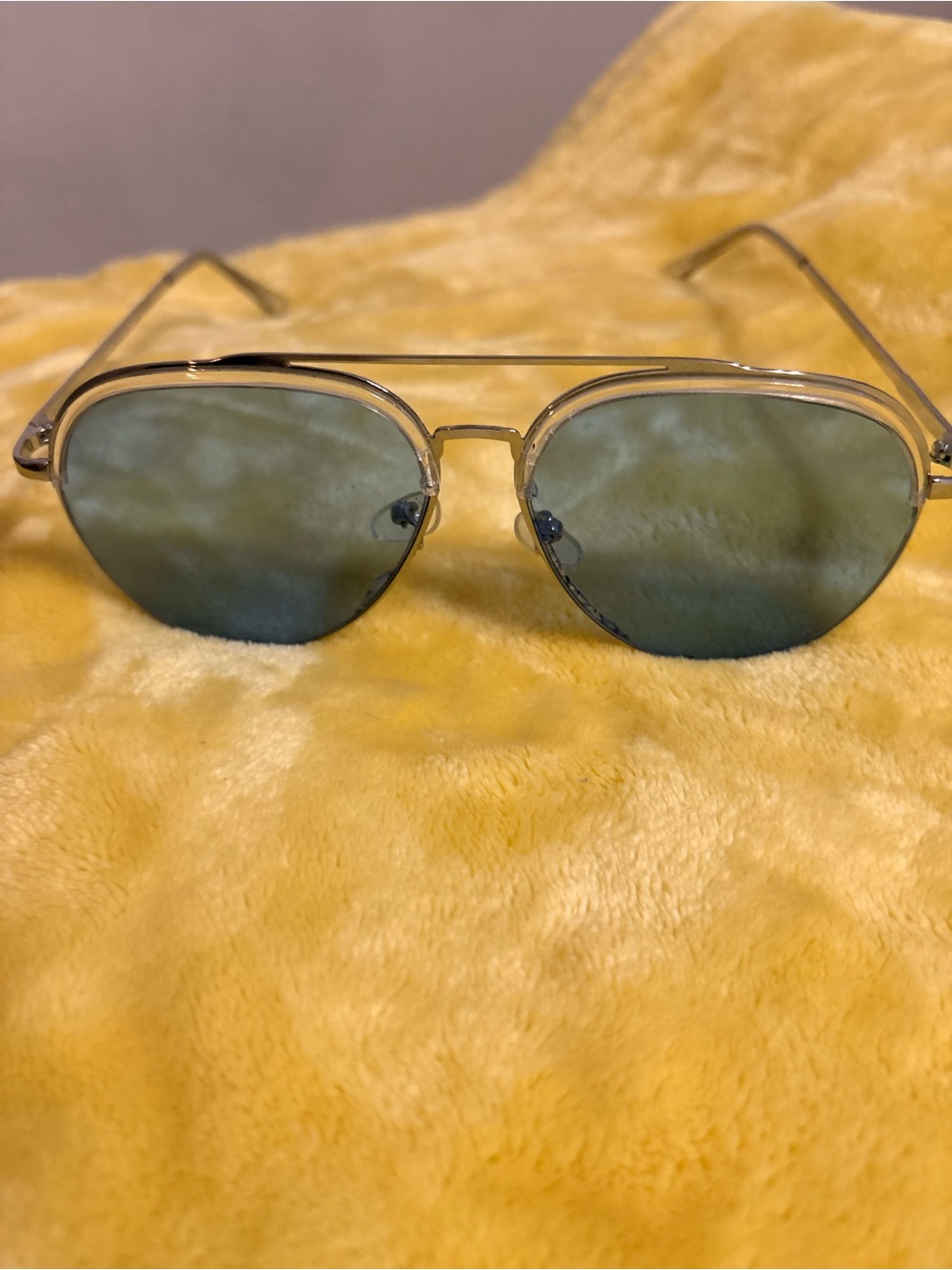 Gold Frame Sunglasses with Green Lenses - Women Accessories